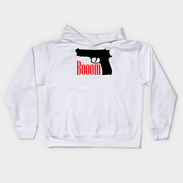 Handgun Boom Kids Hoodie by Jakavonis